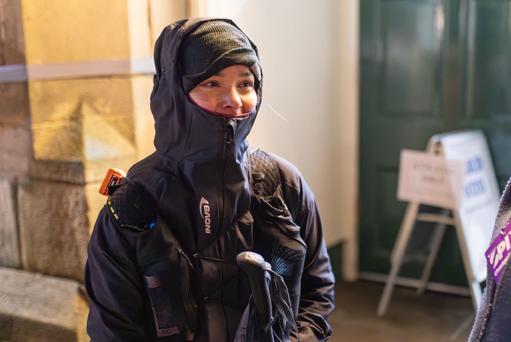 INOV8 athlete Sarah Perry after winning the Spine Race MRT Challenger South.