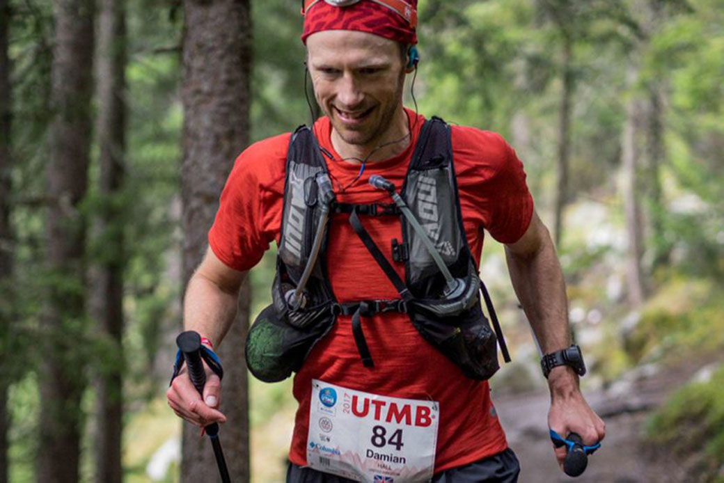 Ultra runner Damian Hall racing in the UTMB