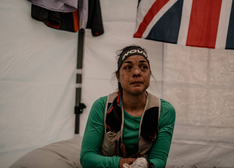 INOV8 Athlete Sarah Perry after tapping out after 76 yards.