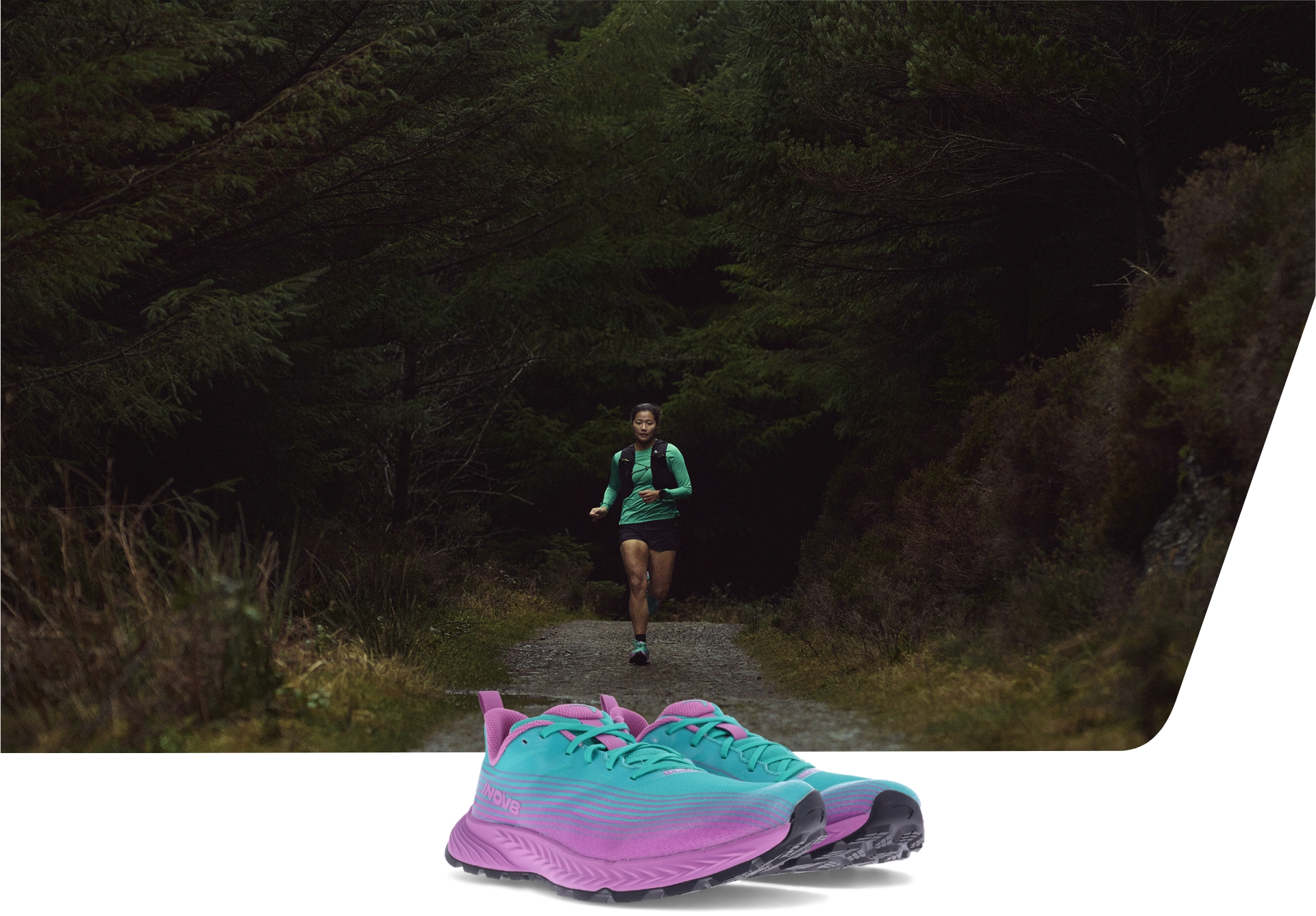 A man running on a trail in Trail Speed Shoes