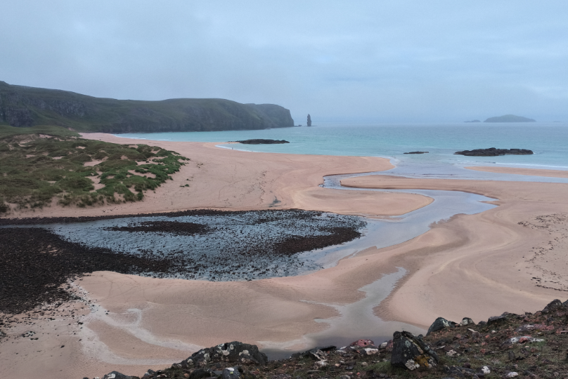 Scottish beach with overcast skies